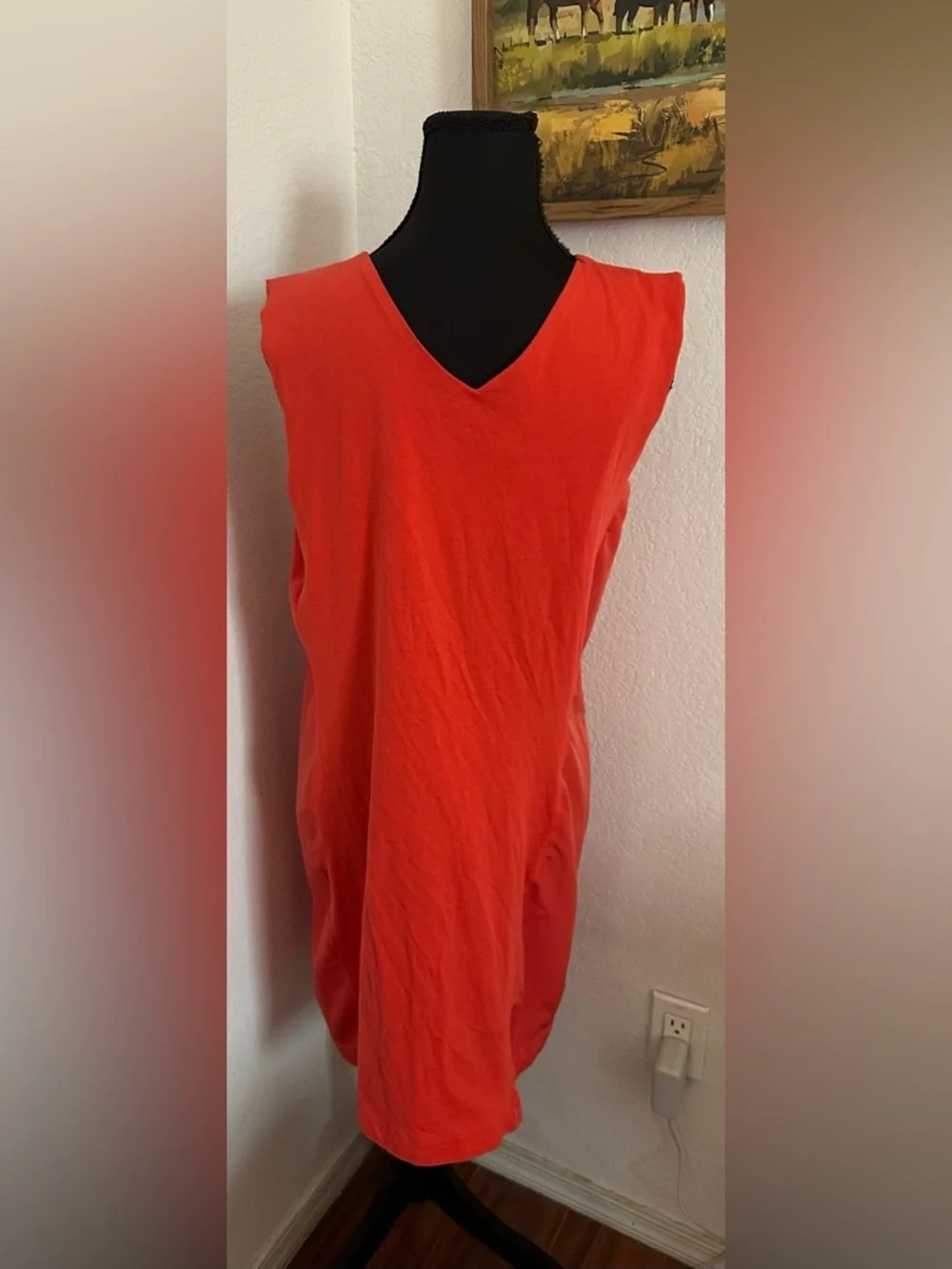 Zara Sleeveless V-Neck Shift Dress in Vibrant Coral-Red - Size M